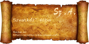 Szvatkó Alba névjegykártya