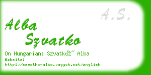 alba szvatko business card